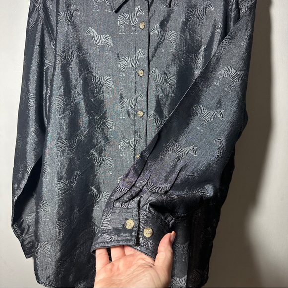 Vintage Angelique “Made In Heaven” Zebra Jacquard Button-Up Shirt Size Large - Picture 6 of 8